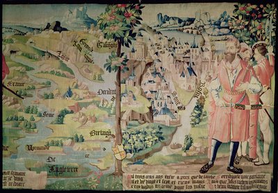 Lugdus (Kr. e. 1672-21) Lyon városának ábrázolása előtt, Arras műhely, 1530 körül alkotó: French School