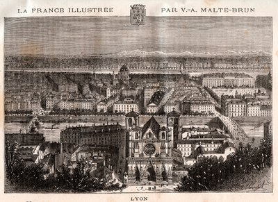 Lyon – V.A. Malt-Brown „La France illustrée: földrajz, történelem, statisztikai igazgatás” című metszete. 1884 alkotó: French School