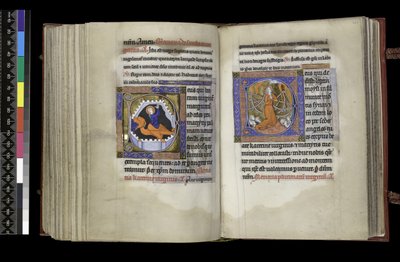 MS 300 f.206v-207r, választójog Szent Margitnak és választójog Szent Katalinnak, a francia Izabella zsoltárából és óráiból, Párizs, 1265–1270 körül (toll, tinta és tempera pergamenen) alkotó: French School