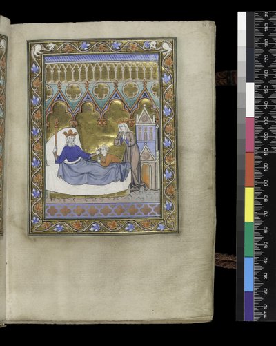 MS 300 f.IVr, fólió a francia Izabella zsoltárából és óráiból, Párizs, 1265–1270 körül (toll, tinta és tempera pergamenen) alkotó: French School
