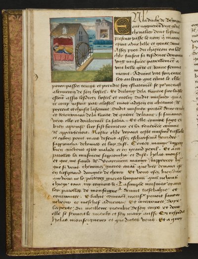 MS Hunter 252 008v oldal a száz új hírből, c.1461-62 alkotó: French School