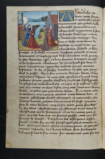 MS Hunter 252 040v oldal a száz új hírből, c.1461-62 alkotó: French School