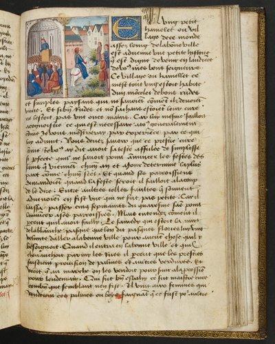 MS Hunter 252 183r oldal a száz új hírből, c.1461-62 alkotó: French School