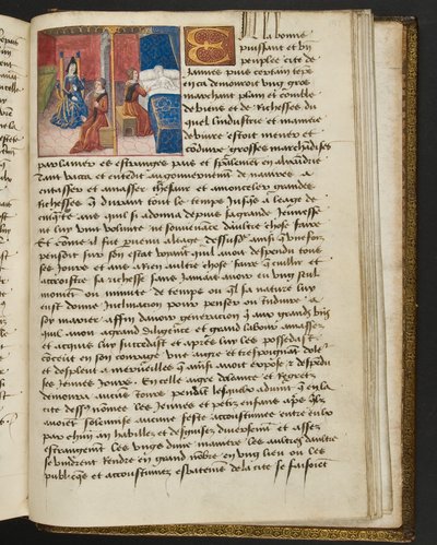MS Hunter 252 197r oldal a száz új hírből, c.1461-62 alkotó: French School