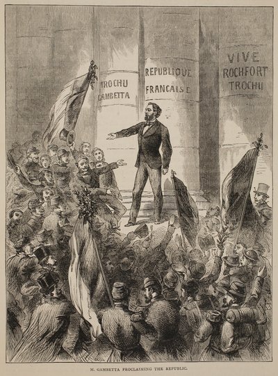 M. Gambetta kikiáltja a köztársaságot, 1870. szeptember, illusztráció Cassells: A Franciaország és Németország közötti háború története, 1870-1871 alkotó: French School