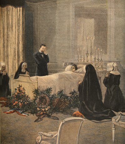 Madame Carnot a halálos ágyán, illusztráció a Le Petit Journal: Supplement illustre, 1898. október 16. alkotó: French School