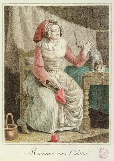 Madame Sans-Culotte, 1792 (színes metszet) alkotó: French School