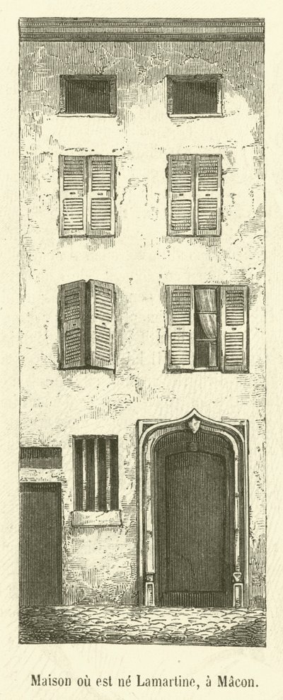 Ház, ahol Lamartine született, Maconban (metszet) alkotó: French School