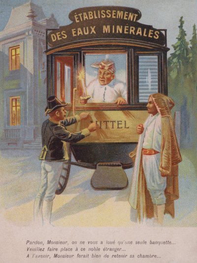 Egy férfit arra kérnek, hogy ossza meg a szobáját egy idegennel (chromolitho) alkotó: French School