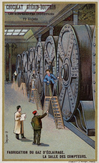 Gyártógáz világításhoz. Mérőcsarnok (chromolitho) alkotó: French School