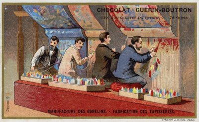 Kárpit gyártás a Gobelins Manufaktúrában (chromolitho) alkotó: French School