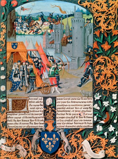 Egy csatát ábrázoló kézirat a százéves háborúból, 14. század alkotó: French School