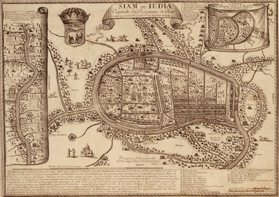 Ayutthaya térképe, 1686 (tintával papíron) alkotó: French School