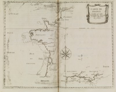 Franciaország térképe, 1693 körül (nyomtatás) alkotó: French School