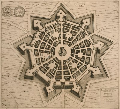 Palmanova térképe, Les Villes de Venetie, 1704, Rutgert Alberts adta ki Hágában alkotó: French School