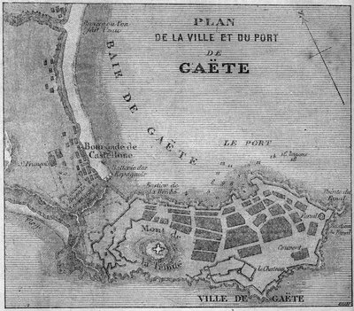 Térkép a város és a kikötő Gaete (Gaeta), Olaszország alkotó: French School