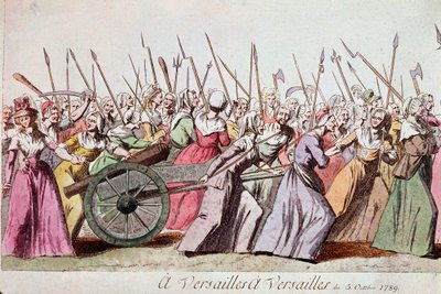 A nők márciusa Versailles-ban, Párizs, 1789. október 5. (metszet) alkotó: French School
