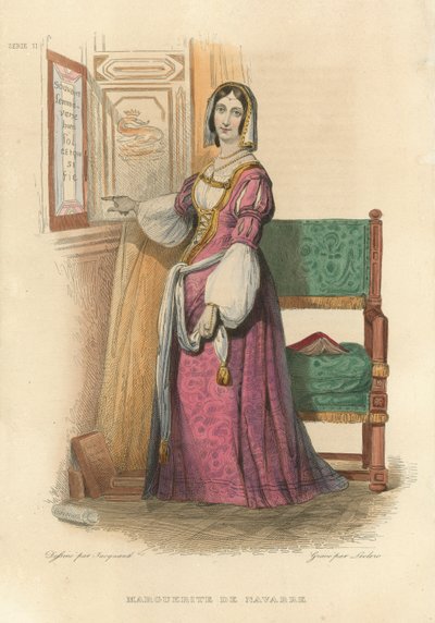 Marguerite de Navarre (színes metszet) alkotó: French School