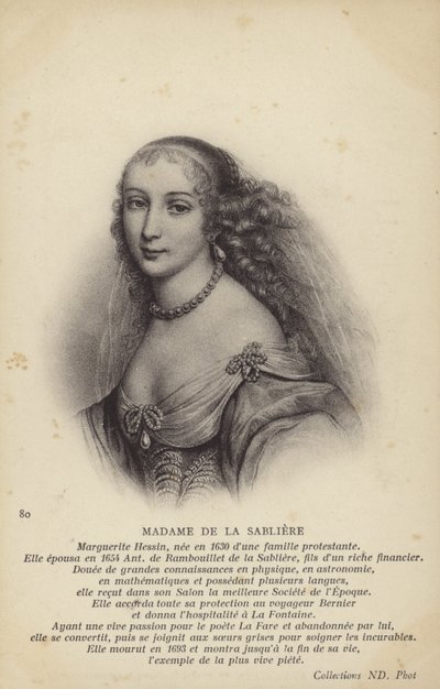 Marguerite de la Sabliere (1640-1693 körül), francia szalonista (litográfia) alkotó: French School