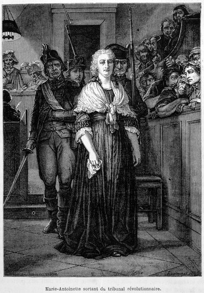 Marie Antoinette elhagyja a forradalmi törvényszéket – metszet – Henri Martin „L
