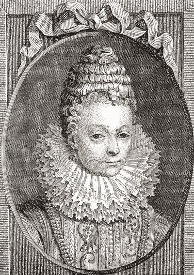 Marie de Médicis, 1575 1642. Franciaország királynője, IV. Henrik francia király második felesége. Az 1908-ban megjelent Les Heures Libresből. alkotó: French School