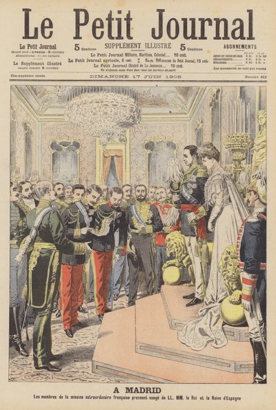 XIII. Alfonz spanyol király és Battenbergi Victoria Eugenie házassága (színes litó) alkotó: French School