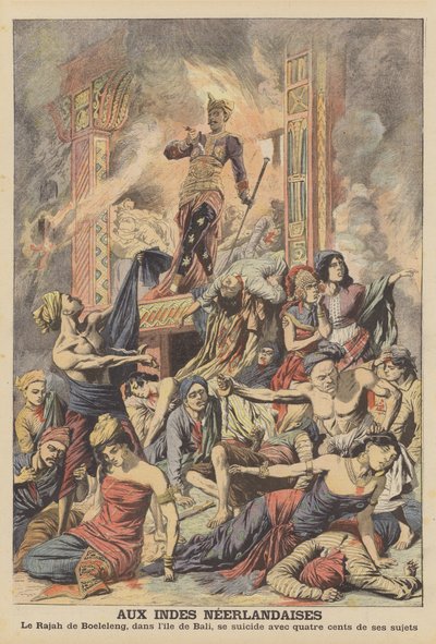 Tömeges öngyilkosság Holland Kelet-Indiában (színes litho) alkotó: French School
