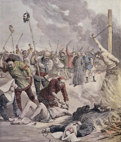 Mészárlások Kínában, a Le Petit Journalból, 1891 alkotó: French School