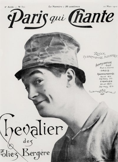 Maurice Chevalier, a "Paris qui Chante" című filmből, 1910. március 30. (litográfia) alkotó: French School