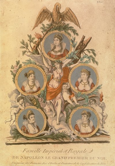 I. Napóleon császári családjának tagjait ábrázoló érmek: Josephine császárné; Marie Julie, Joseph Napoleon felesége; Nápoly királya; Bajor Augusta Amelia; Frederica Catherine of Wur alkotó: French School