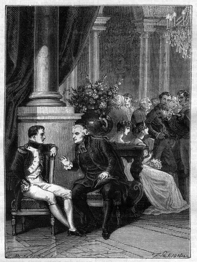 I. Napóleon olaszországi Genes-i (Genova) találkozása Jean Siffrein Maury (1746-1817) bíborossal 1805 - Adolphe Thiers „A birodalom története a konzulátus történetét követve” című művében - 1879 - magángyűjtemény alkotó: French School