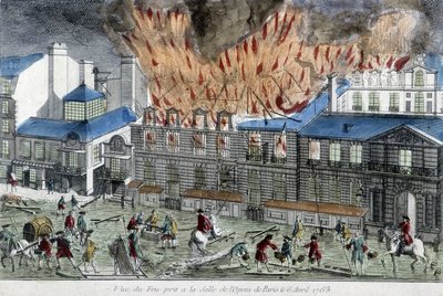 Men trying to quench the fire of the Paris opera in 1763. alkotó: French School