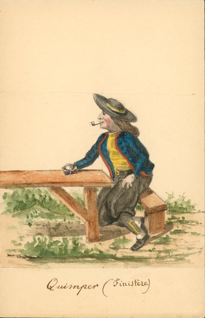 Quimper, Finistere férfi viselete (színes litográfia) alkotó: French School