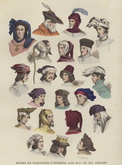 Férfi kalapok és fejdíszek, 14. és 15. század alkotó: French School