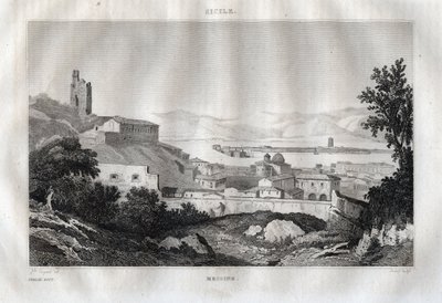 Messina - Messina - Szicília - Szicília - Szicília - Metszet a „” Olaszországból Festői” - Olaszország történelmi és leíró festménye”, M. de Norvins, Ch. Nodier 1834-1836. alkotó: French School