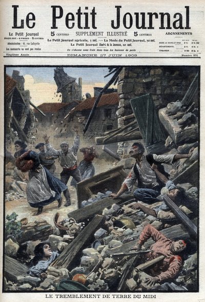 Midi földrengés Délkelet-Franciaországban – „Le Petit Journal” június 27-én alkotó: French School