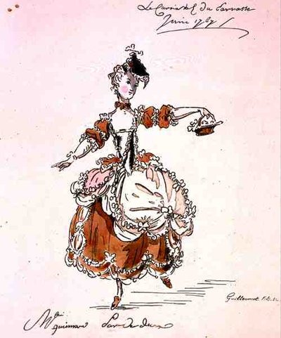 Miss Guimard mint Terpsichore, Louis Fuzelier (1677-1752) librettójában, szerző: Mondonville, fakszimile: A. Guillaumot Fils alkotó: French School