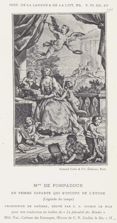 Mme De Pompadour, Tanult nőként, aki gondoskodik a tanulásról, Az idő legendája (litho) alkotó: French School