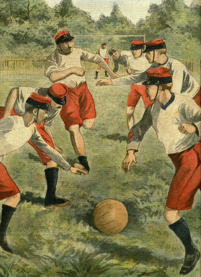 Modern sport a hadseregben: láblabda. Katonai labdarúgó rögbibajnokság létrehozása. Az első mérkőzést a Bois de Boulogne-ban, Bagatelle gyepen játszották a Regimental Athletic Sport Valmy és az Association ezred de C csapataival. alkotó: French School
