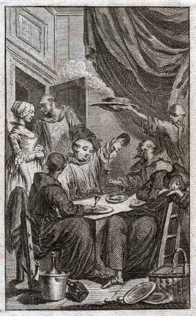 Szerzetes lakoma. Szerzetesek ünnepe. (metszés alkotó: French School