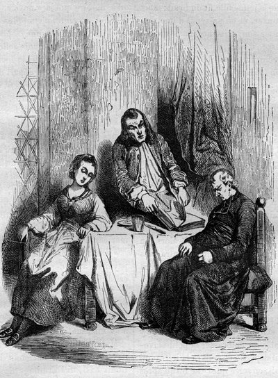 Monsieur De Breteuil, Limousin intendánsa felügyeli a Dubois plébános és leendő bíboros által vezetett plébániai anyakönyveket. Dr. Th. „A prostitúció és a kicsapongás története a világ minden népében az ókortól napjainkig” című metszete. -F. Debra alkotó: French School