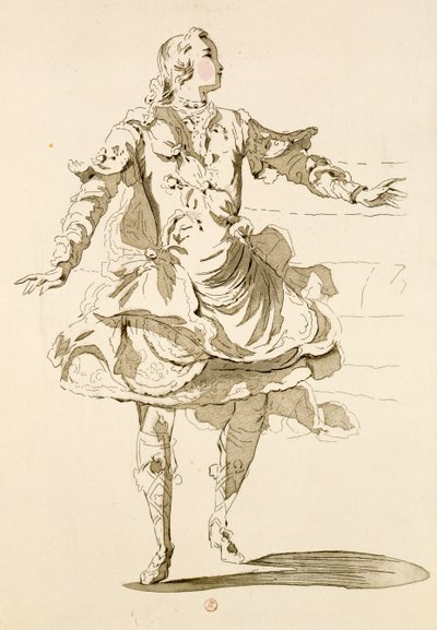 Monsieur Jeliotte mint Pygmalion, Bygmalionban, Lamotte librettója, Jean-Philippe Rameau (1683-1764) 1748 (színes metszet) alkotó: French School