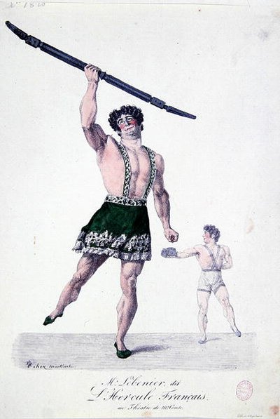Monsieur Lebenier, a "francia Herkules", 1820-30 körül (színes litográfia) alkotó: French School