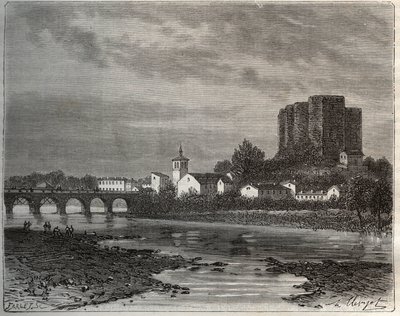 Montrond-les-Bains (Montrond les Bains) megye Loire-ban, a Rhone-Alpes régióban - metszet a „La France illustree: földrajz, történelem, statisztikai igazgatás” füzetbe V.-A. Maláta-barna. 1884 alkotó: French School
