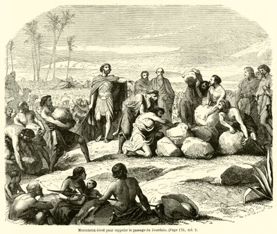 Emlékmű a Jordán áthaladásának emlékére (metszet) alkotó: French School