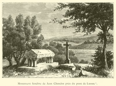 Jean Chandos temetési emlékműve a Lussac-híd közelében (metszet) alkotó: French School