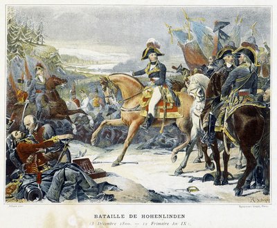 Moreau győzelme a Jean főherceg által vezényelt osztrákok felett 1800. december 3-án a Hohenlinden-i csatában (Baviere - Németország). alkotó: French School