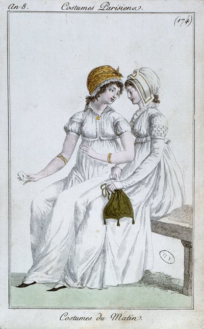 Reggeli ruha, divattányér a Costumes Parisiens-től, 1800 alkotó: French School