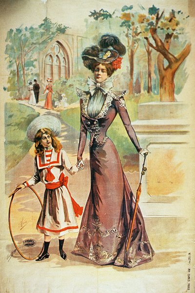 Anya és lánya sétálnak alkotó: French School