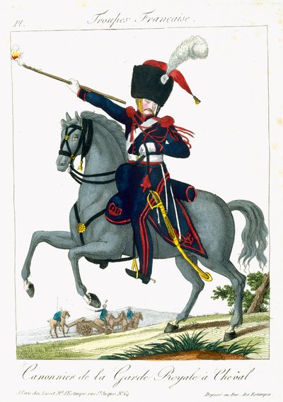 A Királyi Gárda lovas ágyúja, Troupes Francaises, kocsma. Chez Basset, Párizs, 1790 körül alkotó: French School